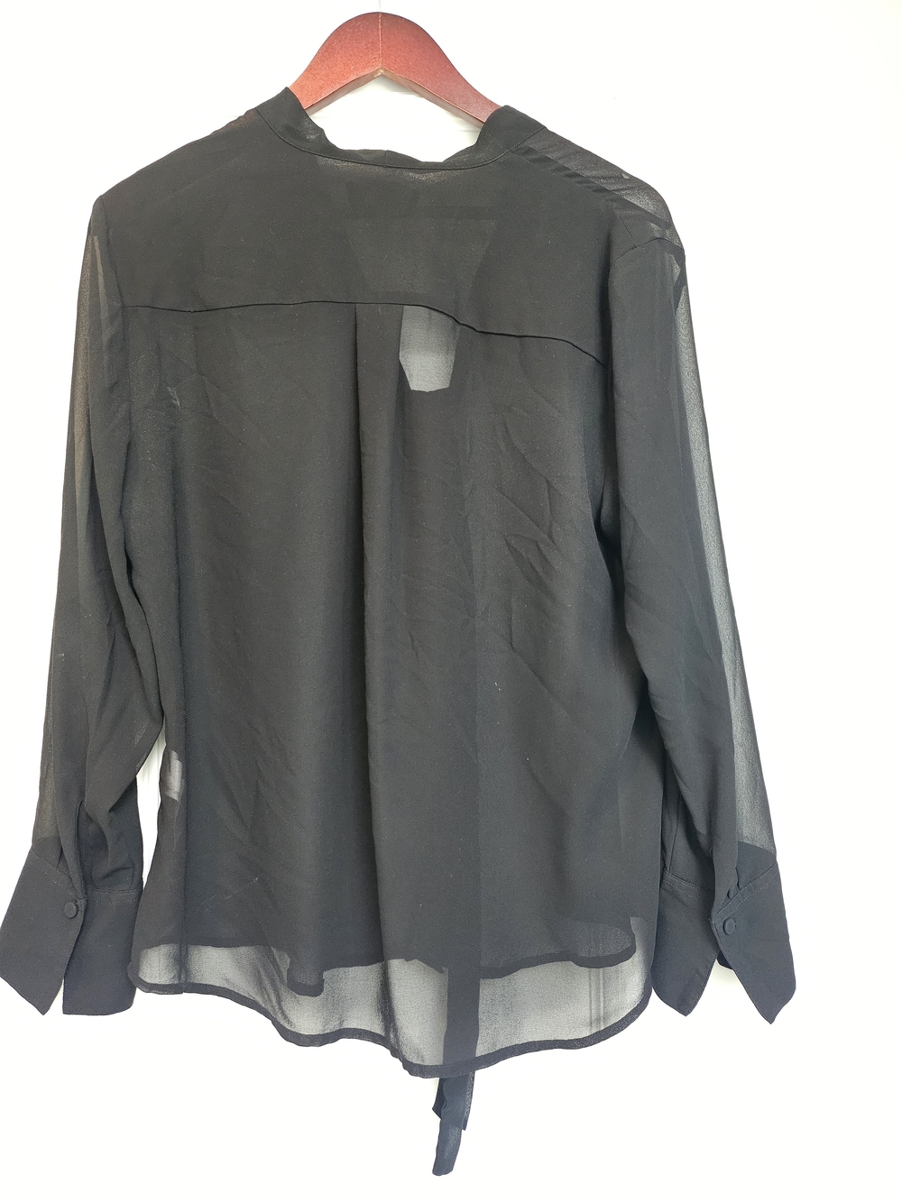 Banana Republic Black Tie-Neck Sheer Blouse - Women Tops - Picture 2 of 6